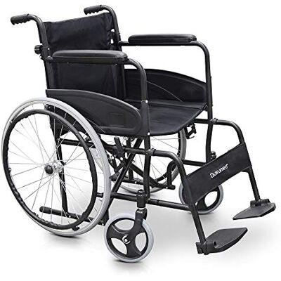 QUIRUMED Silla de ruedas de acero, modelo EASY COMPACT, Plegable, Asiento 46 cm, Ligera, Bolsillo portadocumentos, Para mayores, Para minusválidos, Hasta 110 kg QUIRUMED Silla de ruedas de acero, modelo EASY COMPACT, Plegable, Asiento 46 cm, Ligera, Bolsillo portadocumentos, Para mayores, Para minusválidos, Hasta 110 kg