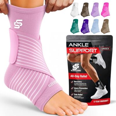 Sleeve Stars Tobillera Ortopédica para Distorsión – Tobillera Deportiva, remedio fascitis plantar y tendón de Aquiles, banda elástica de tobillo con correa para hombre y mujer (Individual/Rosa bebé) Sleeve Stars Tobillera Ortopédica para Distorsión – Tobillera Deportiva, remedio fascitis plantar y tendón de Aquiles, banda elástica de tobillo con correa para hombre y mujer (Individual/Rosa bebé)