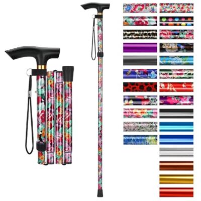supregear Bastón Plegable, 5 Niveles de Altura Ajustable, Ligero y Portátil para Viaje, Mango en T y Pulsera, Extensible para Personas Mayores y Adultos con Discapacidad supregear Bastón Plegable, 5 Niveles de Altura Ajustable, Ligero y Portátil para Viaje, Mango en T y Pulsera, Extensible para Personas Mayores y Adultos con Discapacidad