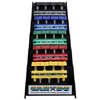 Cando Digi-Flex Set de Ejercitadores de Mano con Soporte de Plástico, Kit de Entrenamiento Progresivo de Fuerza para Dedos y Mano de 5 Piezas Cando Digi-Flex Set de Ejercitadores de Mano con Soporte de Plástico, Kit de Entrenamiento Progresivo de Fuerza para Dedos y Mano de 5 Piezas