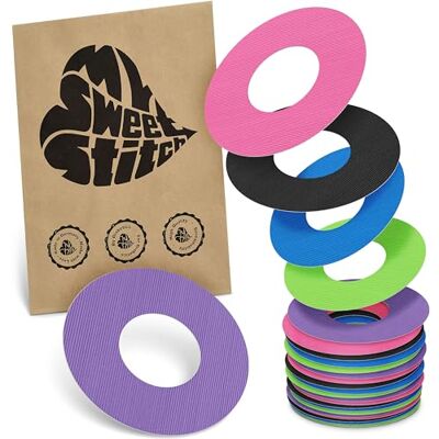 MySweetStitch 25 x Parche FreeStyle Libre 1 & 2, Ringpatch Ø 65 mm, interior Ø 28 mm, protector sensor, parches sensor, impermeable, transpirable, suave para la piel, Arcoíris MySweetStitch 25 x Parche FreeStyle Libre 1 & 2, Ringpatch Ø 65 mm, interior Ø 28 mm, protector sensor, parches sensor, impermeable, transpirable, suave para la piel, Arcoíris