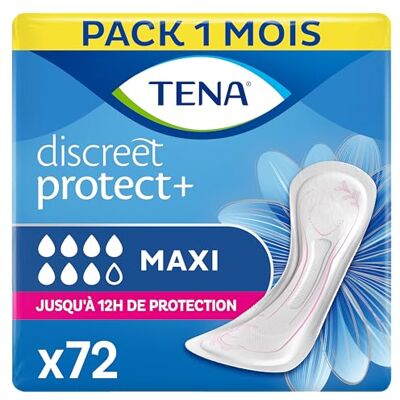 TENA Discreet Maxi x72 Compresas Muy Absorbentes para Incontinencia y Pérdidas de Orina abundante Hasta 12 Horas de Sequedad 6 Paquete con 12 Bolsitas Individuales TENA Discreet Maxi x72 Compresas Muy Absorbentes para Incontinencia y Pérdidas de Orina abundante Hasta 12 Horas de Sequedad 6 Paquete con 12 Bolsitas Individuales