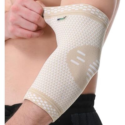 NEOtech Care Codera de compresión Tejido de punto 3D de fibra de bambú Manga elástica y transpirable Golf, tenis, deportes Brazo derecho o izquierdo (Beige, Talla S, 1 Unidad) NEOtech Care Codera de compresión Tejido de punto 3D de fibra de bambú Manga elástica y transpirable Golf, tenis, deportes Brazo derecho o izquierdo (Beige, Talla S, 1 Unidad)
