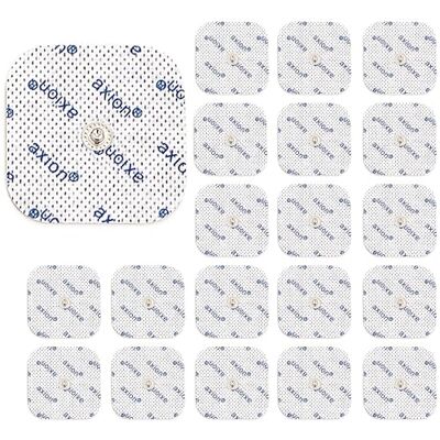 Axion ® 20 electrodos TENS EMS 5x5 cm I Conector botón 3,75 mm Parches compatibles con electroestimuladores COMPEX I Recambios reusables y autoadhesivos I Certificación Sanitaria Axion ® 20 electrodos TENS EMS 5x5 cm I Conector botón 3,75 mm Parches compatibles con electroestimuladores COMPEX I Recambios reusables y autoadhesivos I Certificación Sanitaria