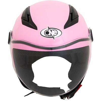 one BY CAMAMOTO Casco de moto rosa para niña junior homologado ECE 22.06 con cierre micrométrico, visor largo antiarañazos, interior desmontable, talla XL Extra Large 53-54 cm one BY CAMAMOTO Casco de moto rosa para niña junior homologado ECE 22.06 con cierre micrométrico, visor largo antiarañazos, interior desmontable, talla XL Extra Large 53-54 cm