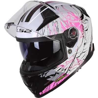 LS2 , Casco Integral Moto Vector II DARFLO Gloss White Pink, XXS LS2 , Casco Integral Moto Vector II DARFLO Gloss White Pink, XXS