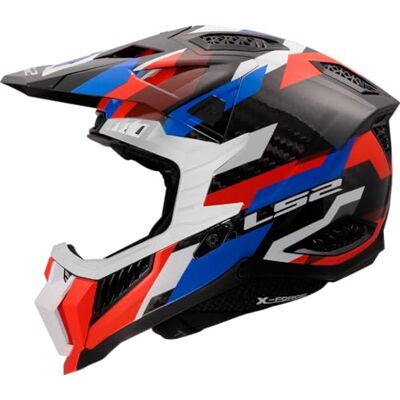 LS2 , Casco Moto Cross X-FORCE PHANTOM White Blue Red, XXL LS2 , Casco Moto Cross X-FORCE PHANTOM White Blue Red, XXL