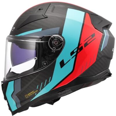 LS2 , Casco Moto Integral VECTOR II CARBON GRID Red Cyan, XXS LS2 , Casco Moto Integral VECTOR II CARBON GRID Red Cyan, XXS