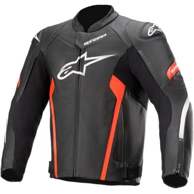 Alpinestars Faster V2-Chaqueta de Piel, Color, Negro/Rojo Fluo, 48 para Hombre Alpinestars Faster V2-Chaqueta de Piel, Color, Negro/Rojo Fluo, 48 para Hombre