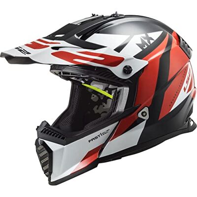 LS2 , Casco cross moto Fast evo strike black white red, XXS LS2 , Casco cross moto Fast evo strike black white red, XXS