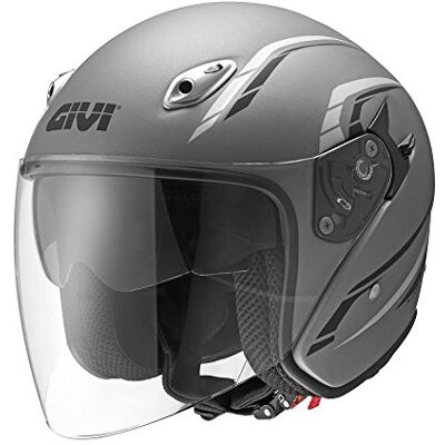 GIVI Hps 20.6 Jet Casco, Fibra Óptica-J2 Plus, Titanium Decor, Talla 61/XL GIVI Hps 20.6 Jet Casco, Fibra Óptica-J2 Plus, Titanium Decor, Talla 61/XL