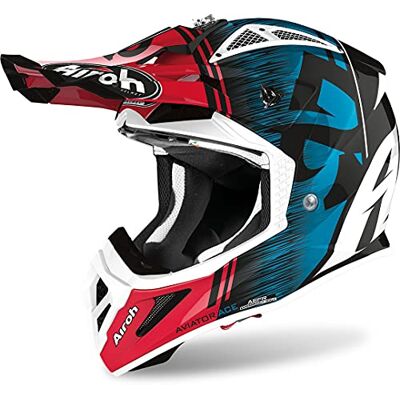 Airoh HELMET AVIATOR ACE KYBON BLUE/RED GLOSS L Airoh HELMET AVIATOR ACE KYBON BLUE/RED GLOSS L