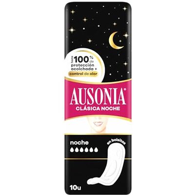 AUSONIA Classic Noche Compresas sin alas, 10x8 Unidades, compresas AUSONIA Classic Noche Compresas sin alas, 10x8 Unidades, compresas