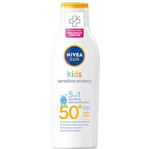 Sun Nivea Kids protect and sensitive, loción solar con, factor de protección solar 50+ muy alta, 200 ml Sun Nivea Kids protect and sensitive, loción solar con, factor de protección solar 50+ muy alta, 200 ml