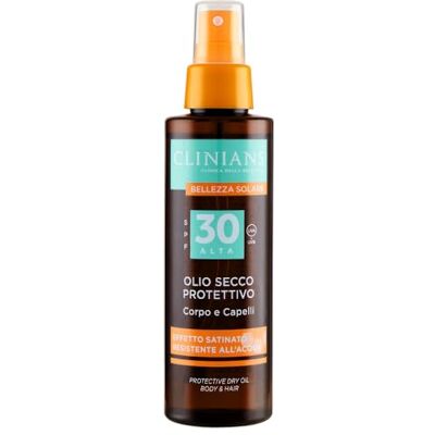 Clinians Aceite Seco Protector para Cuerpo y Cabello SPF30, con Vitamina E, aceite de Almendra, Argán y Jojoba, 150mL Clinians Aceite Seco Protector para Cuerpo y Cabello SPF30, con Vitamina E, aceite de Almendra, Argán y Jojoba, 150mL