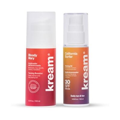 KREAM - DAILY TAN & FUN KREAM Travel Blacky Pack Acelerador del Bronceado + Aceite Solar Bronceador SPF30 California Surfer Set Tamaño Viaje (100 ml + 100 ml) KREAM - DAILY TAN & FUN KREAM Travel Blacky Pack Acelerador del Bronceado + Aceite Solar Bronceador SPF30 California Surfer Set Tamaño Viaje (100 ml + 100 ml)