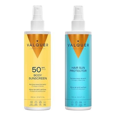 Pack de cuidado solar Valquer SPF 50 para cuerpo y cabello Pack de cuidado solar Valquer SPF 50 para cuerpo y cabello