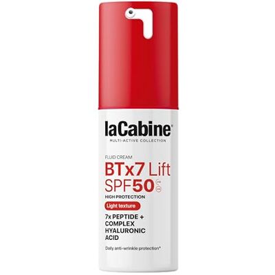 LaCabine Crema Facial Fluida BTx7 Lift SPF50 con 7 Péptidos y Ácido Hialurónico – Protección Solar de Amplio Espectro – Mejora Firmeza, Suaviza Líneas y Protege – Textura Fluida Ligera LaCabine Crema Facial Fluida BTx7 Lift SPF50 con 7 Péptidos y Ácido Hialurónico – Protección Solar de Amplio Espectro – Mejora Firmeza, Suaviza Líneas y Protege – Textura Fluida Ligera