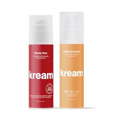 KREAM - DAILY TAN & FUN KREAM Blacky Pack Acelerador del Bronceado + Aceite Solar Bronceador SPF30 California Surfer Set Bronceador Corporal (150 ml + 200 ml) KREAM - DAILY TAN & FUN KREAM Blacky Pack Acelerador del Bronceado + Aceite Solar Bronceador SPF30 California Surfer Set Bronceador Corporal (150 ml + 200 ml)