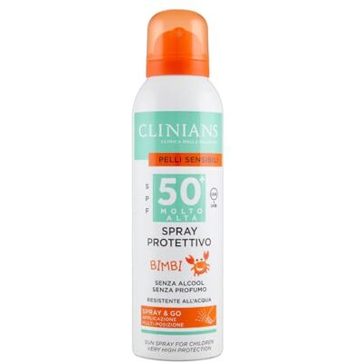 Clinians Spray Protector Infantil SPF50+, con Aloe y Vitamina E, 150mL Clinians Spray Protector Infantil SPF50+, con Aloe y Vitamina E, 150mL