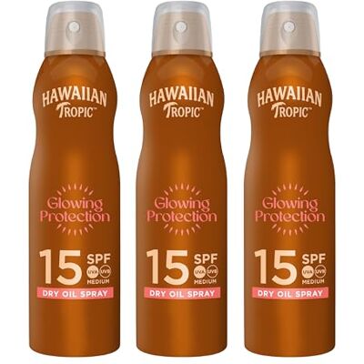 HAWAIIAN Tropic Aceite Protector Solar Glowing Protection Bruma Aceite Seco Bronceador y Acelerador del bronceado SPF 15 Aceite de Argán 177 ml HAWAIIAN Tropic Aceite Protector Solar Glowing Protection Bruma Aceite Seco Bronceador y Acelerador del bronceado SPF 15 Aceite de Argán 177 ml