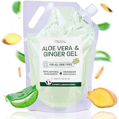 OmBiance Naturae Gel de aloe vera y jengibre – Hidratante, reafirmante y refrescante, con aloe de hoja fresca de cultivo ecológico en España – Para cara, cuerpo y cabello – afeitarse después del sol, piernas, afeitado OmBiance Naturae Gel de aloe vera y jengibre – Hidratante, reafirmante y refrescante, con aloe de hoja fresca de cultivo ecológico en España – Para cara, cuerpo y cabello – afeitarse después del sol, piernas, afeitado