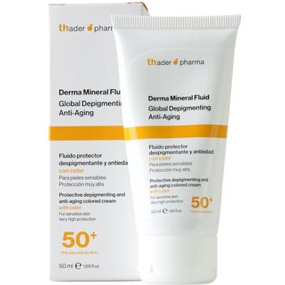 Thader Th Pharma Thader Pharma Protector solar mineral facial con color Derma Mineral Fluid con acción despigmentante y antiedad, SPF 50+, 50 ml Thader Th Pharma Thader Pharma Protector solar mineral facial con color Derma Mineral Fluid con acción despigmentante y antiedad, SPF 50+, 50 ml