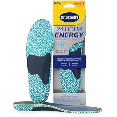 Dr. Scholl's Plantillas multiuso 24-Hour Energy, devuelven la energía con cada paso, alivian la presión y el dolor de pies cansados, espuma viscoelástica e inserción de gel, 37-41, mujer, 1 par Dr. Scholl's Plantillas multiuso 24-Hour Energy, devuelven la energía con cada paso, alivian la presión y el dolor de pies cansados, espuma viscoelástica e inserción de gel, 37-41, mujer, 1 par