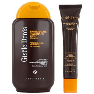 GISELE DENIS GISÈLE DENIS Pack Solar Bronceado, Bronceador Facial Inmediato 40 ml + 200 ml, Acelerador Bronceado, con Extractos y Aceites, Intensificador y Potenciador GISELE DENIS GISÈLE DENIS Pack Solar Bronceado, Bronceador Facial Inmediato 40 ml + 200 ml, Acelerador Bronceado, con Extractos y Aceites, Intensificador y Potenciador