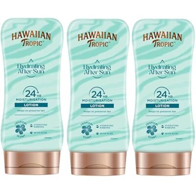 HAWAIIAN Tropic Silk Hydration After Sun Prolongador del Bronceado Hidratante & Ultra Ligero Aloe Vera, Coco y Papayam Blanco, Pack 3 X 180ml, 540 Mililitros HAWAIIAN Tropic Silk Hydration After Sun Prolongador del Bronceado Hidratante & Ultra Ligero Aloe Vera, Coco y Papayam Blanco, Pack 3 X 180ml, 540 Mililitros