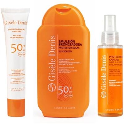 GISELE DENIS GISÈLE DENIS Pack Solar Hola Verano, Protector Facial Antiedad 40 ml FPS50+ + Protector Corporal 200 ml FPS50+ + Protector Solar Térmico Capilar 100 ml GISELE DENIS GISÈLE DENIS Pack Solar Hola Verano, Protector Facial Antiedad 40 ml FPS50+ + Protector Corporal 200 ml FPS50+ + Protector Solar Térmico Capilar 100 ml