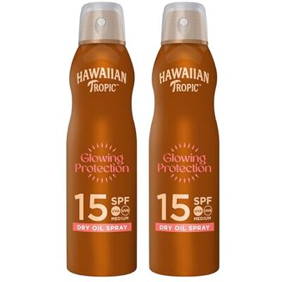 HAWAIIAN Tropic Aceite Protector Solar Glowing Protection Bruma Aceite Seco Bronceador y Acelerador del bronceado SPF 15 Aceite de Argán 177 ml HAWAIIAN Tropic Aceite Protector Solar Glowing Protection Bruma Aceite Seco Bronceador y Acelerador del bronceado SPF 15 Aceite de Argán 177 ml