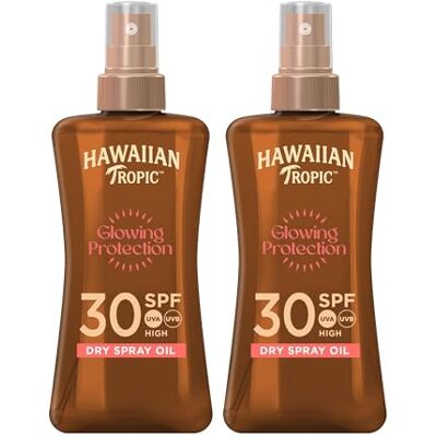 HAWAIIAN Tropic Aceite Solar SPF 30 Glowing Oil Aceite Bronceador en Spray con Fragancia Coco & Aceite de Argán 200 ml (Paquete de 2) HAWAIIAN Tropic Aceite Solar SPF 30 Glowing Oil Aceite Bronceador en Spray con Fragancia Coco & Aceite de Argán 200 ml (Paquete de 2)