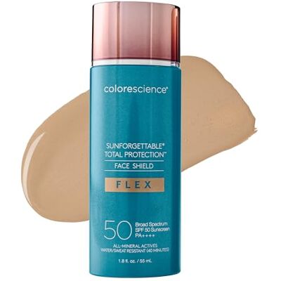 Colorescience Total Protection Face Shield Flex Protector facial con fórmula de óxido de zinc, FPS 50, tamaño mediano, 53 ml Colorescience Total Protection Face Shield Flex Protector facial con fórmula de óxido de zinc, FPS 50, tamaño mediano, 53 ml