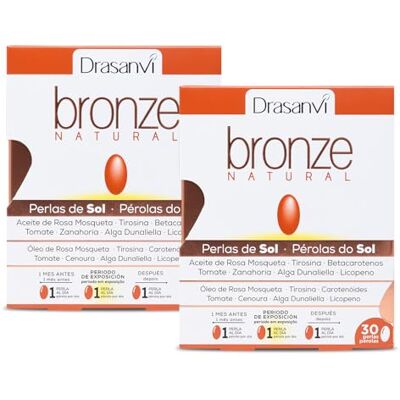 Drasanvi BRONZE Acelerador de bronceado, Betacarotenos, Protege la Piel de Rayos UVA y Previene el Envejecimiento, Rosa Mosqueta, Tomate, Zanahoria y Alga Dunaliella, Vit. E, Licopeno, Luteína Drasanvi BRONZE Acelerador de bronceado, Betacarotenos, Protege la Piel de Rayos UVA y Previene el Envejecimiento, Rosa Mosqueta, Tomate, Zanahoria y Alga Dunaliella, Vit. E, Licopeno, Luteína
