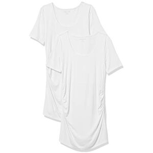 Amazon Essentials Camiseta de Cuello Redondo Fruncido de Manga Corta de Maternidad Mujer, Pack de 2, Blanco, M Amazon Essentials Camiseta de Cuello Redondo Fruncido de Manga Corta de Maternidad Mujer, Pack de 2, Blanco, M