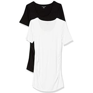 Amazon Essentials Camiseta de Cuello Redondo Fruncido de Manga Corta de Maternidad Mujer, Pack de 2, Negro/Blanco, S Amazon Essentials Camiseta de Cuello Redondo Fruncido de Manga Corta de Maternidad Mujer, Pack de 2, Negro/Blanco, S