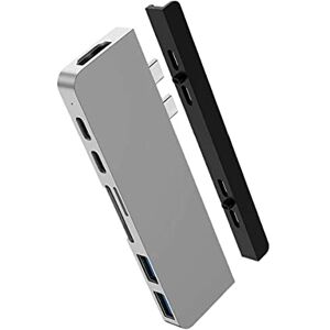 HYPER Drive Duo Pro Hub USB C 7 en 2 100W PD Estación de Acoplamiento Plateado con HDMI 4K60Hz HDR, Gigabit Ethernet, USB-C/USB-A 10 Gbit/s, MicroSD, Estación de Acoplamiento de Audio USB C 3,5 mm, HYPER Drive Duo Pro Hub USB C 7 en 2 100W PD Estación de Acoplamiento Plateado con HDMI 4K60Hz HDR, Gigabit Ethernet, USB-C/USB-A 10 Gbit/s, MicroSD, Estación de Acoplamiento de Audio USB C 3,5 mm,