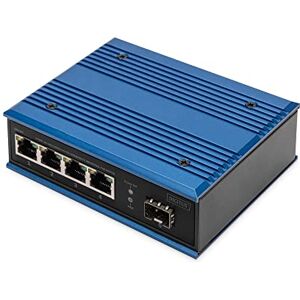 Digitus Conmutador de Red PoE Gigabit Ethernet de 5 Puertos 4X RJ45 + 1x Puerto SFP No gestionado 10/100/1000 Mbit/s Montaje en Carril DIN y en Pared IP40 Serie Industrial Azul Digitus Conmutador de Red PoE Gigabit Ethernet de 5 Puertos 4X RJ45 + 1x Puerto SFP No gestionado 10/100/1000 Mbit/s Montaje en Carril DIN y en Pared IP40 Serie Industrial Azul