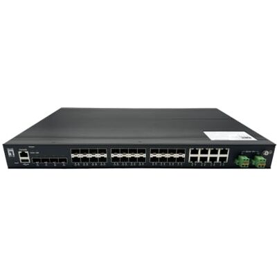 LevelOne Switch In Fibra Ottica Industriale Gigabit Gestito A 28 Porte Della Classe L2-Plus Con 16 Porte Sfp Per 1 Gigabit/s, Compatibile Con 8 X Gig LevelOne Switch In Fibra Ottica Industriale Gigabit Gestito A 28 Porte Della Classe L2-Plus Con 16 Porte Sfp Per 1 Gigabit/s, Compatibile Con 8 X Gig
