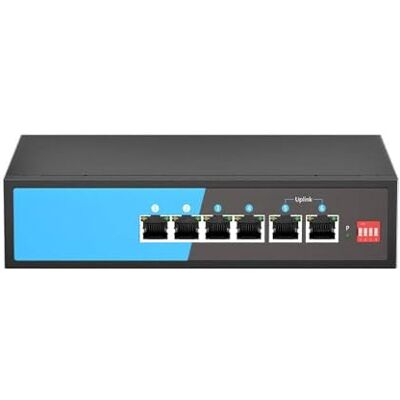 LINK LKSPOE4G1 Conmutador de Red Gigabit de 4 Puertos PoE+ de 60 W + 2 Puertos de Enlace Ascendente 10/100/1000 Alimentación y conexión de Red rápida para Oficina e instalaciones Profesionales LINK LKSPOE4G1 Conmutador de Red Gigabit de 4 Puertos PoE+ de 60 W + 2 Puertos de Enlace Ascendente 10/100/1000 Alimentación y conexión de Red rápida para Oficina e instalaciones Profesionales