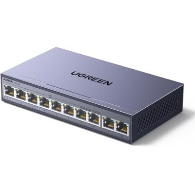 UGREEN 10 Puertos Switch Ethernet Gigabit con 8 PoE + 2 Gigabit-Uplink 60W UGREEN 10 Puertos Switch Ethernet Gigabit con 8 PoE + 2 Gigabit-Uplink 60W