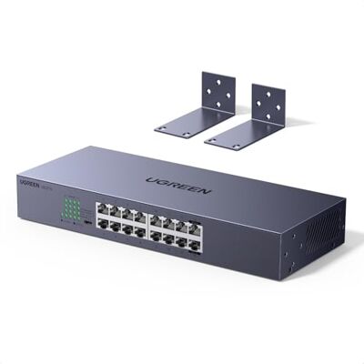 UGREEN Switch Ethernet Gigabit 16 Puertos Montaje en Sobremesa o Pared UGREEN Switch Ethernet Gigabit 16 Puertos Montaje en Sobremesa o Pared