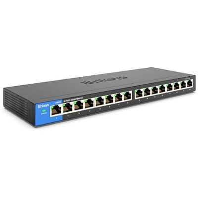Linksys LGS116-EU switch de red no administrado Gigabit de 16 puertos, concentrador Ethernet para casa y oficina con carcasa metálica, montaje de sobremesa o en pared, divisor Ethernet, plug and play Linksys LGS116-EU switch de red no administrado Gigabit de 16 puertos, concentrador Ethernet para casa y oficina con carcasa metálica, montaje de sobremesa o en pared, divisor Ethernet, plug and play