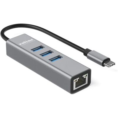 Roline Convertidor USB Tipo C a Gigabit Ethernet + concentrador 3X Roline Convertidor USB Tipo C a Gigabit Ethernet + concentrador 3X