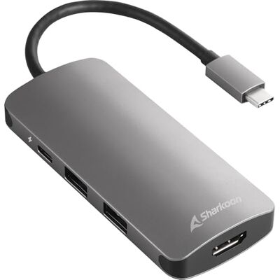 Sharkoon USB 3.0 Type C Multiport Adapter Adaptador HUB USB, Gris Oscuro Sharkoon USB 3.0 Type C Multiport Adapter Adaptador HUB USB, Gris Oscuro