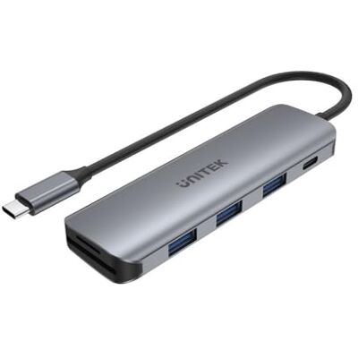 UNITEK uHUB P5 Hub USB-C 6 en 1 con 100 W de Entrega de Potencia y Lector de Tarjetas Dual H1107C, USB 3.1 Gen1 5 Gbps, Carcasa de Aluminio ultraplana, Color Gris Espacial UNITEK uHUB P5 Hub USB-C 6 en 1 con 100 W de Entrega de Potencia y Lector de Tarjetas Dual H1107C, USB 3.1 Gen1 5 Gbps, Carcasa de Aluminio ultraplana, Color Gris Espacial