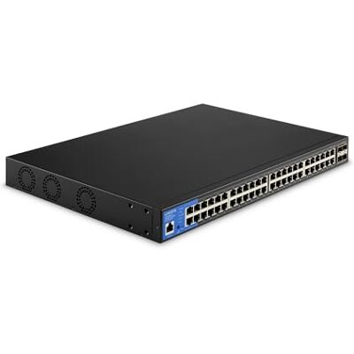 Linksys LGS352MPC-EU switch PoE+ de red Gigabit de 48 puertos a 740 W con 4 ranuras SFP+ 10G de subida, conmutador Ethernet administrado inteligente con carcasa metálica y montaje de sobremesa/pared Linksys LGS352MPC-EU switch PoE+ de red Gigabit de 48 puertos a 740 W con 4 ranuras SFP+ 10G de subida, conmutador Ethernet administrado inteligente con carcasa metálica y montaje de sobremesa/pared