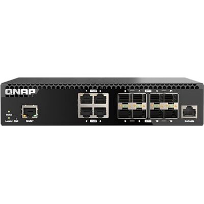 QNAP QsW-M3212R-8s4t Switch Gestito 4 X 100/1000/2.5g/5g/10gbasE-T + 8 X 10gb Ethernet Sfp+ QNAP QsW-M3212R-8s4t Switch Gestito 4 X 100/1000/2.5g/5g/10gbasE-T + 8 X 10gb Ethernet Sfp+