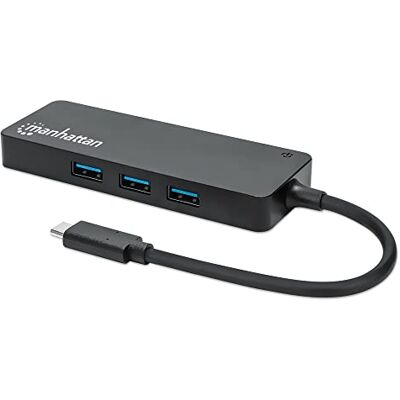 Manhattan Hub USB-C&Trade 3.2 Gen 1 a 3 Porte con lettore scheda Nero Manhattan Hub USB-C&Trade 3.2 Gen 1 a 3 Porte con lettore scheda Nero